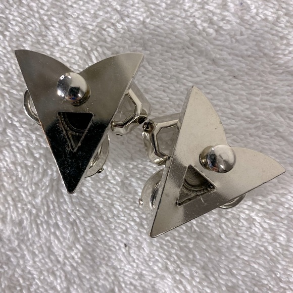 Vintage Handmade Silver Clear Bejewelled Shirt Collar Top Covers - Picture 2 of 7